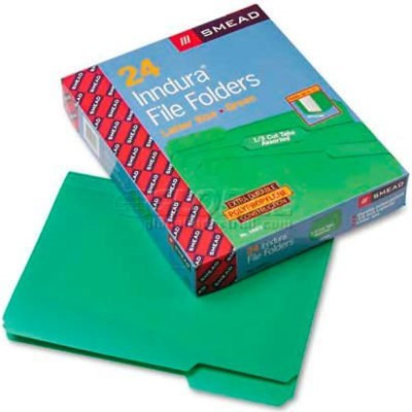 Smead Smead® Waterproof Poly File Folders, 1/3 Cut Top Tab, Letter, Green, 24/Box 10502